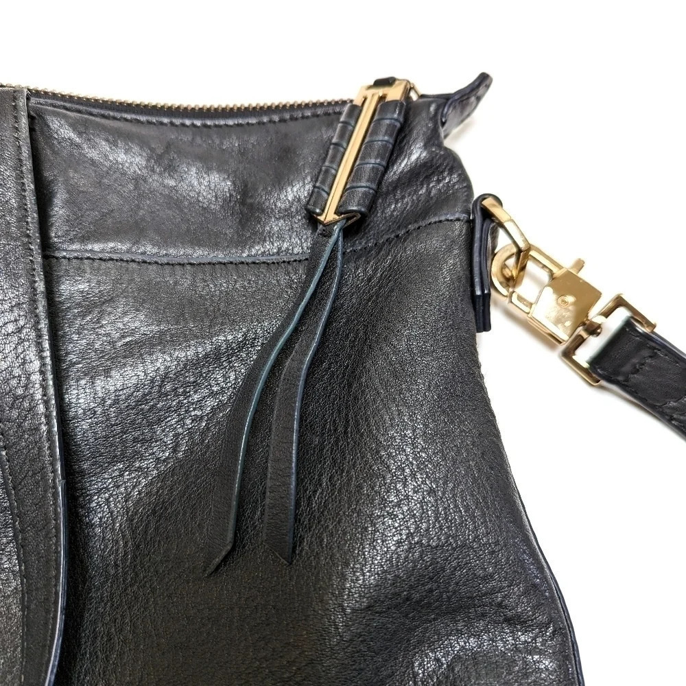 Stella & Dot Black Leather Covet Kensington Tote Bag with Gold Hardware Large - Picture 3 of 8
